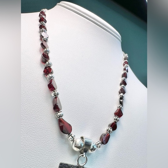 HESSONITE GARNET/MURANO GLASS NECKLACE SET - Picture 7 of 9